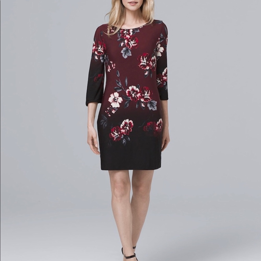 Whbm Reversible Floral/Solid V-Neck Shift Dress - image 3
